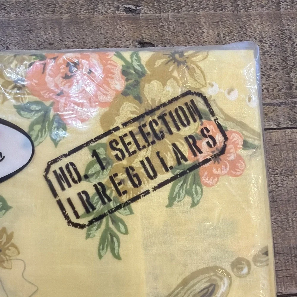Vintage 70s Meadowbrook Floral Twin Flat Sheet Yellow Muslin New NOS Irregular